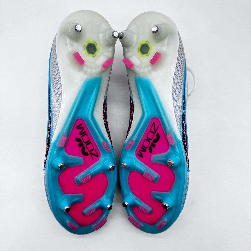 Nike Zoom Mercurial Superfly 9 Elite Sg Pro Ac White-Blue Sz 9 [FD0246-146] - Picture 6 of 8